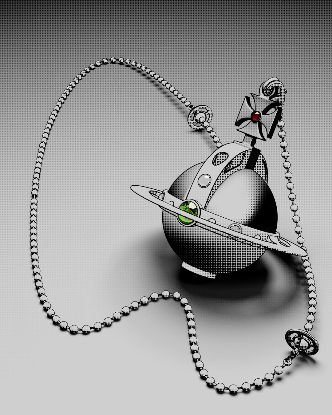 비비안 웨스트우드의 우주선 모양의 오브 펜던트